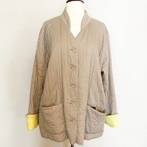 Eileen Fisher Reversible Quilted Puffer Patch Pocket Chore Coat Size XLarge